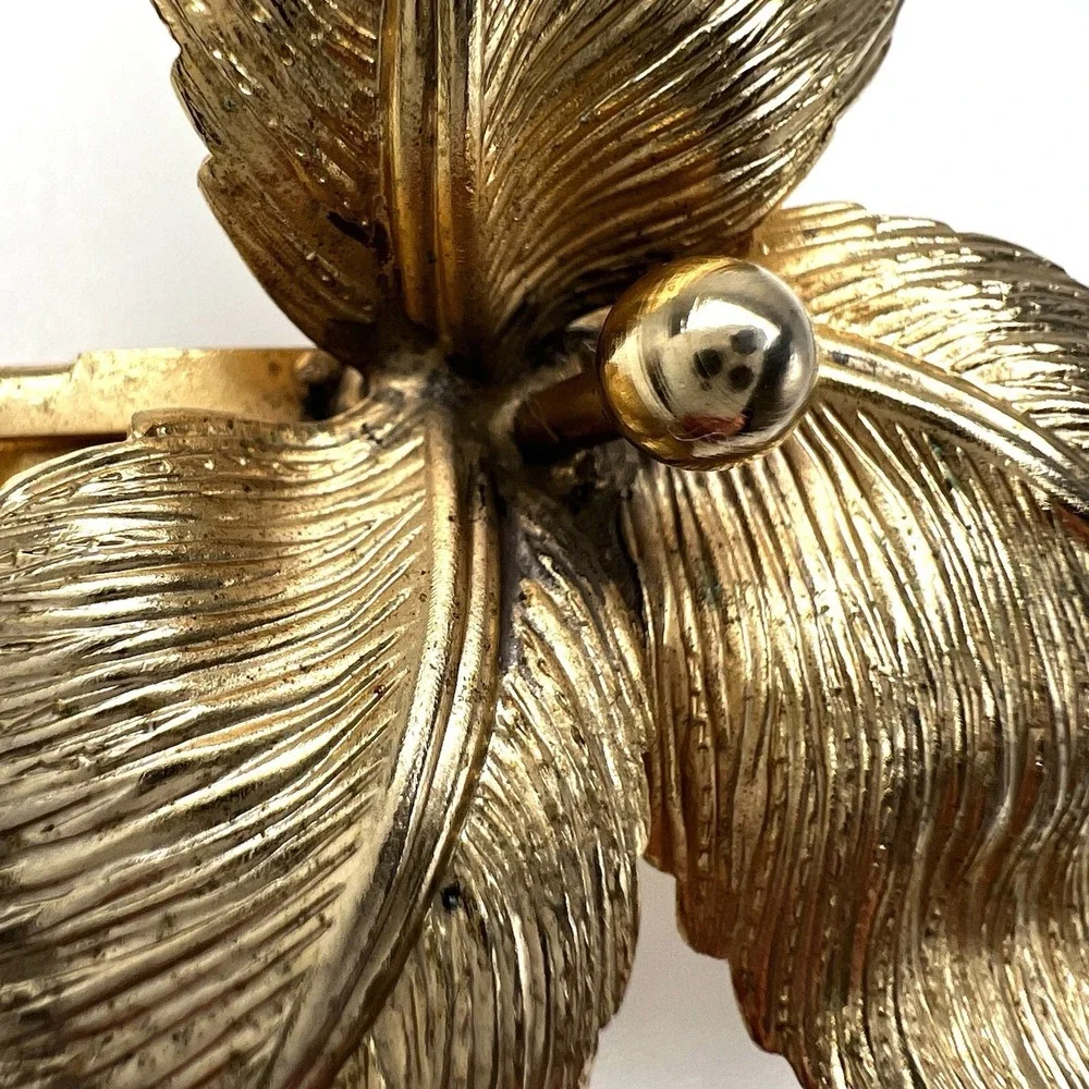 Hobe Gold Tone Flower Hair Clip French Barrette MCM Vintage RARE Please Read